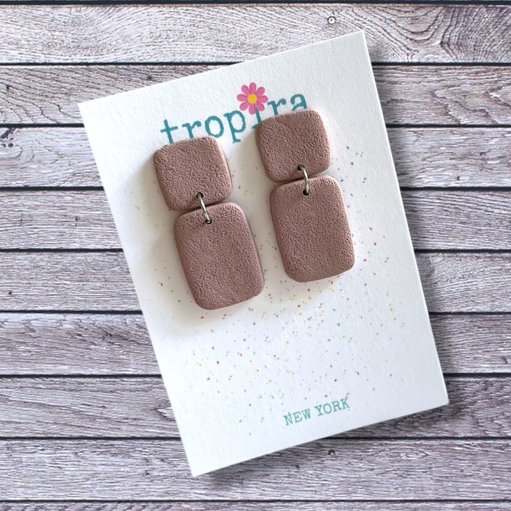 Neutral Taupe Textured Dangling Earrings